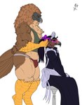 anthro beak biceps blush bulge butt clothed clothing crossdressing duo feathers forearms hair jockstrap maid_uniform male male/male musclegut muscular open_mouth pseudo_hair purple_eyes simple_background smile tail underwear uniform vein ghstaquila ghstaquila_(character) pirate_eagle accipitrid accipitriform avian bird eagle golden_eagle philippine_eagle true_eagle absurd_res colored digital_drawing_(artwork) digital_media_(artwork) hi_res signature