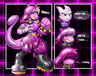angry anthro boots bracelet breasts clenched_teeth clothing collar dialogue ellipsis exclamation_point female female_anthro footwear freckles gem gender_transformation geometric_background glistening glistening_latex grid_background hair hair_over_eyes hidden_eyes inflatable jewelry latex liquid_latex male male_anthro mtf_transformation null_bulge pattern_background purple_body purple_gem purple_hair purple_skin shoes simple_background smile smirk solo species_transformation spiked_bracelet spiked_collar spikes straining tail teeth text transformation transformation_sequence redflare500 deltarune mythology nintendo pokemon undertale_(series) itorian_(thatguywholikesfood) susie_(deltarune) animate_inanimate dragon generation_1_pokemon legendary_pokemon living_inflatable living_latex mewtwo mythological_creature mythological_scalie pokemon_(species) scalie 2025 colored english_text full-length_portrait hi_res portrait story_at_source