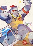 anthro barazoku biceps big_muscles biped body_hair chest_hair countershading duo grey_body male muscular muscular_anthro muscular_male pecs selfie solo_focus white_body white_countershading overcyan epic_games fortnite safety_first_steve_(fortnite) wendell_(fortnite) fish marine shark 2024 hi_res