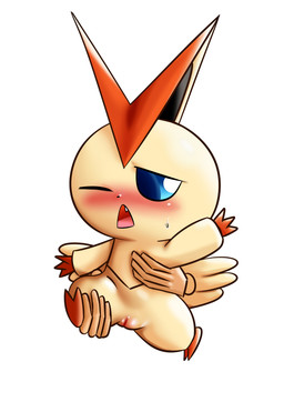 blush bodily_fluids female feral genitals solo sweat vulva wings olihai nintendo pokemon generation_5_pokemon human legendary_pokemon mammal pokemon_(species) victini absurd_res hi_res
