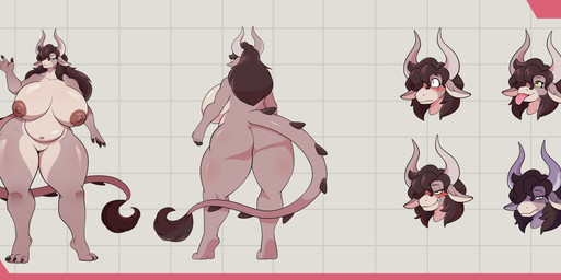 anthro big_breasts breasts female nude nude_female posing_nude solo thick_thighs golden_bag_nero mythology scarlet_(scarletthedergcow) bovid bovine dragon hybrid mammal mythological_creature mythological_scalie scalie absurd_res hi_res model_sheet