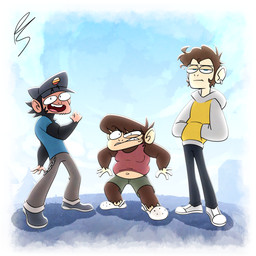 anthro group male male/male trio platislut chimptopia ape chimpanzee haplorhine mammal pan_(genus) primate hi_res