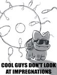 action_pose caption cool_guys_don't_look_at_explosions explosion eyewear feral freckles impregnation male ovum pose solo sperm_cell sunglasses text tool_belt walking_away leakyroot nintendo pokemon rooty_(leakyroot) bulbasaur generation_1_pokemon pokemon_(species) english_text