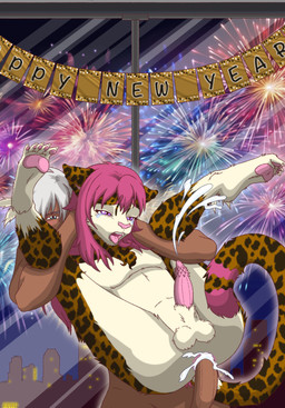 animal_genitalia anthro bodily_fluids cum cum_in_ass cum_inside duo fireworks forced full_nelson fur genital_fluids genitals green_eyes hair human_on_anthro interspecies male male/male markings pawpads pink_hair purple_eyes rape sex spots spotted_body spotted_fur tears white_hair window strawberrycat24 strawberry_(strawberrycat24) unnamed_character felid feline human mammal hi_res