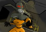 anthro breasts duo female female/female punching_face kreteny lethal_company hoarding_bug_(lethal_company) human humanoid mammal absurd_res hi_res