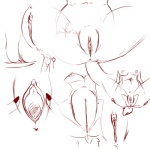 anthro anus breasts clitoris female genitals pussy simple_background spread_pussy spreading white_background queenkami 1:1 sketch_page