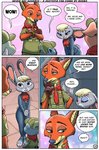 2021 anthro bodily_fluids borba bovid canid canine caprine clothed clothing comic crossed_arms dialogue disney domestic_pig english_text eyes_closed fox fully_clothed fur grey_body grey_fur group judy_hopps lagomorph leporid lips mammal nick_wilde orange_body orange_fur plantigrade rabbit red_fox sheep smile speech_bubble standing suid suina sus_(pig) sweat sweatdrop text true_fox zootopia
