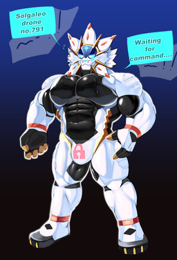 after_transformation anthro clothing drone dronification forced forced_transformation goo_transformation latex latex_clothing latex_skinsuit lock_bulge lock_symbol male muscular muscular_anthro muscular_male null null_bulge skinsuit solo tattoo tight_clothing transformation manyu nintendo pokemon generation_7_pokemon legendary_pokemon pokemon_(species) solgaleo absurd_res hi_res