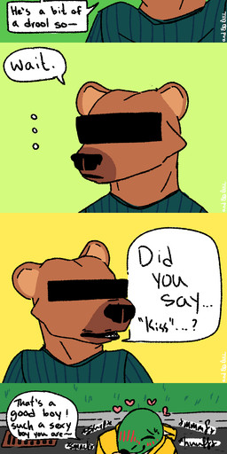 anthro anthro_on_feral bestiality bestiality_kiss bottomwear caught_and_continued caught_in_the_act caught_masturbating caught_while_cumming clothed clothing clothing_lift collar dialogue discussion disgust disgusted_face domestic_pet duo erection exhibitionism feral foreskin furries_with_pets genitals glans hoodie leash male male/male masturbation no_underwear penis public public_exposure public_masturbation realization skirt skirt_lift text topwear voyeur_pov yelling_at_another qwaxi~lixard greenbean_gardener_(qwaxi~lixard) bear canid canine canis domestic_dog lizard mammal reptile scalie absurd_res comic english_text hi_res nonbinary_(lore)