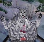 anal anal_penetration animal_genitalia animal_penis balls black_claws black_nose black_pawpads bodily_fluids canine_genitalia canine_penis cheek_tuft claws cum cum_in_ass cum_inside cum_on_leg cum_on_penis cum_on_self duo erection facial_tuft feral feral_penetrated front_view fur genital_fluids genitals grey_body grey_fur knot leg_tuft looking_at_viewer lying male male/male male_penetrated male_penetrating male_penetrating_male neck_tuft on_back outside pawpads penetration penile penile_penetration penis penis_in_ass plant red_penis red_tongue sex shrub snow solo_focus spread_legs spreading tongue tongue_out tuft white_balls white_body white_fur yellow_eyes msdeadsoul canid canine mammal 2023 dated hi_res