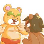 anthro black_nose brown_body brown_fur duo fur male simple_background slightly_chubby sumo toaster_aaa animal_crossing nintendo jubei_(animal_crossing) nate_(animal_crossing) bear felid lion mammal pantherine 1:1 2020