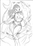 anthro breasts clothed clothing curvy_figure dreadlocks female fin hourglass_figure knock-kneed lipstick makeup nipples robe skimpy smile solo tail tail_fin topless water wide_hips chochi humanoid marine sea_creature 2023 absurd_res black_and_white graphite_(artwork) hi_res monochrome sketch traditional_media_(artwork)