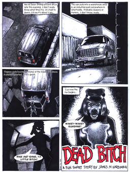 anthro dialogue duo female medium_truck moral_panic rape_face text truck van vehicle young young_anthro james_m_hardiman dickbitch_molly penance bear canid canine canis domestic_dog mammal 2011 comic english_text greyscale hi_res monochrome spot_color
