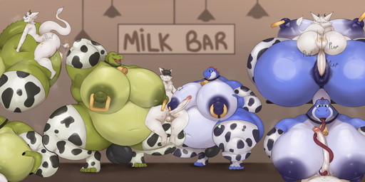anal anal_penetration anthro barazoku belly big_belly big_breasts big_muscles big_nipples big_pecs breasts cow_print_armwear cow_print_legwear cowprint_leggings doggystyle from_behind_position from_front_position fur genitals group huge_belly huge_breasts huge_muscles huge_nipples huge_pecs humanoid_genitalia humanoid_penis hyper hyper_belly hyper_muscles hyper_nipples hyper_pecs larger_penetrated larger_sub long_tongue male male/male male_penetrated male_penetrating male_penetrating_male mating_press muscular navel nipples onomatopoeia overweight overweight_male pecjob pecs penetration penile penile_penetration penis plap sex size_difference small_top_big_bottom smaller_male sound_effects submissive text thick_thighs tongue trio sad_tomato mario_bros mythology nintendo gawjo kode_(kode_yoshi) todd_(sad_tomato) alligator alligatorid blue_yoshi crocodilian dragon furred_dragon furred_scalie mythological_creature mythological_scalie reptile scalie yoshi absurd_res digital_media_(artwork) hi_res multiple_scenes