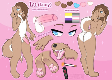 anthro belly brown_body butt foreskin genitals humanoid_genitalia humanoid_penis lighter male mouth_shot open_mouth pawpads penis presenting presenting_hindquarters solo white_belly sshartfest lu_(lu_mutt) canid canine canis domestic_dog mammal model_sheet demigirl_(lore) nonbinary_(lore)