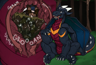 anthro armor bodily_fluids detailed_background digestion_noises duo feral growling looking_pleasured male male/male medieval_armor organs rumbling_stomach saliva stomach stomach_acid swallowing vore x-ray_view panpy_draws unreliablesize mythology bunsen dragon lagomorph leporid mammal mythological_creature mythological_scalie rabbit scalie hi_res