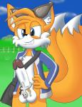 anthro big_penis blue_eyes detailed_background duo erection eyewear front_view fur genitals grin male mostly_nude penis smile standing sunglasses yellow_body yellow_fur young young_anthro foxkai nintendo pokemon sega sonic_the_hedgehog_(series) miles_prower canid canine fox generation_6_pokemon klefki mammal pokemon_(species) absurd_res hi_res