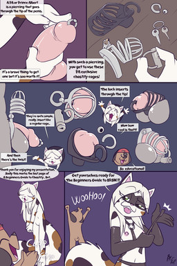 animal_genitalia anthro areola armwear balls black_chastity_cage black_text breasts chastity_cage chastity_device chastity_key clapping clothed clothing dialogue elbow_gloves eyebrow_through_hair eyebrows female fur genital_piercing genitals glans gloves grey_balls grey_hair hair handwear holding_object holding_whip key light_hair male metal_chastity_cage mismatched_ears mottled multicolored_ears nipple_piercing nipples nude onomatopoeia penis penis_piercing piebald piercing prince_albert_piercing sheath sound_effects speech_bubble tail text tongue tongue_out translucent translucent_hair two_tone_ears urethra urethral vulva whip white_body white_ears white_fur white_tail white_text fuf selene_blackcat calico_cat canid canine canis domestic_cat domestic_dog felid feline felis mammal 2:3 comic digital_media_(artwork) english_text hi_res multiple_scenes