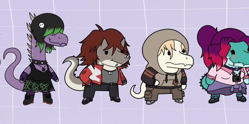 anthro baseball_cap bottomwear camera chibi clothing denim denim_bottomwear denim_clothing faceless_character female footwear hair hair_bun hair_over_eye hat headgear headwear hood hoodie horn jacket jeans long_neck male multicolored_hair neck_spines orange_body pants purple_body shoes smile tail teeth topwear white_body garavakarian what_words_can't_say courtney_rivera_(wwcs) eli_carter_(wwcs) finnegan_blanchard_(wwcs) magnolia_blackwell_(wwcs) ori_g_poster_(wwcs) valerie_rodriguez_(wwcs) allosauroid amargasaurus carcharodontosaurid ceratopsian ceratopsid ceratosaurid ceratosaurus chasmosaurine dicraeosaurid dinosaur diplodocoid herrerasaurid herrerasaurus human mammal marginocephalian ornithischian prehistoric_species reptile saurischian sauroniops sauropod sauropodomorph scalie spinosaurid spinosaurus theropod triceratops absurd_res hi_res