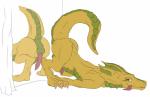 anus ass_up balls butt claws feral genitals looking_at_viewer male mirror nude penis presenting presenting_hindquarters solo tail tongue araphre_(artist) mythology araphre dragon mythological_creature mythological_scalie scalie wingless_dragon hi_res