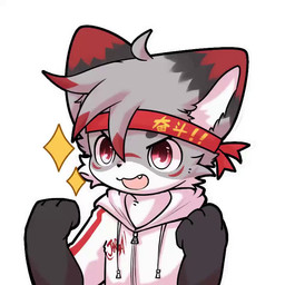 anthro big_eyes biped clothing cute_fangs fangs fur grey_body grey_fur hoodie kemono kerchief male red_eyes red_kerchief slim_anthro slim_male solo star teeth topwear white_body white_clothing white_fur white_hoodie white_topwear hlg7777 canid canine fox mammal 2020 animated short_playtime webm