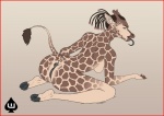 animal_print anthro anus border breasts female genitals giraffe_print horn looking_at_viewer ossicone pose pussy raised_tail red_border solo tail tail_anus webberkid giraffe giraffid mammal