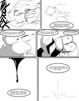 battle blood blood_drip bodily_fluids cheek_tuft dialogue dripping face_punch facial_tuft female feral fight fist punch tears text tuft violence spicykiwi nintendo pokemon tulip_(spicykiwi) generation_5_pokemon generation_9_pokemon pokemon_(species) sawk sprigatito absurd_res comic english_text hi_res monochrome story