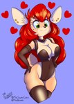 anthro big_breasts big_butt big_eyes breasts bunny_costume butt clothed clothing costume ear_piercing female green_eyes hair leggings legwear long_hair love piercing red_hair skimpy smile solo suggestive thick_thighs wide_hips the_blondeh sophie_(forest_fever) deer mammal absurd_res hi_res