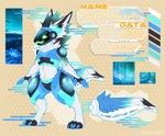 abstract_background anthro blue_body blue_fur female fur machine solo text white_body white_fur dancrescentwolf ithilwen_galanodel protogen absurd_res english_text hi_res