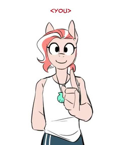 anthro blush clothing female jewelry necklace simple_background solo text white_background redxbacon hasbro my_little_pony coral_reef_(oc) fan_character earth_pony equid equine horse mammal pony animated english_text no_sound short_playtime sign_language video
