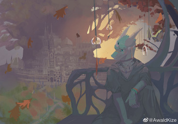 anthro bench blue_body blue_eyes blue_fur bottomwear building clothed clothing front_view fur glistening glistening_eyes grey_bottomwear grey_clothing grey_pants grey_topwear horn male male_anthro mouth_closed pants plant raining sitting solo text topwear tree weibo_logo white_horn awaldkize mythology weibo dragon furred_dragon furred_scalie mythological_creature mythological_scalie scalie artist_name hi_res