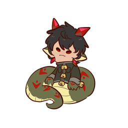 ambiguous_gender black_hair clothed clothing front_view green_body hair messy_hair mouth_closed multicolored_body red_body red_eyes short_hair simple_background simple_eyes solo topwear unsigned white_background yellow_body asnnonaka animal_humanoid humanoid reptile reptile_humanoid scalie scalie_humanoid snake_humanoid 1:1