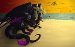 ambiguous_gender beach feral fur heart_symbol kissing love seaside tail twilight wings nero_eternity_(artist) mythology olivia_(solari) solari_(solari) dragon furred_dragon furred_scalie mythological_creature mythological_scalie scalie 16:10 hi_res widescreen