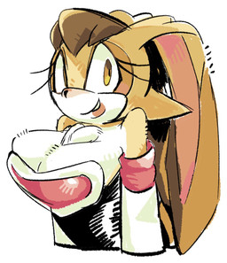 amber_eyes anthro armwear big_breasts big_ears breasts brown_hair chest_tuft cleavage clothed clothing cosplay elbow_gloves eyelashes female floppy_ears fur gloves hair handwear lips looking_at_viewer lop_ears mature_anthro mature_female simple_background skinsuit smile solo tan_body tan_fur three-quarter_view tight_clothing tuft white_background white_body white_fur cnggu13 sega sonic_the_hedgehog_(series) rouge_the_bat vanilla_the_rabbit lagomorph leporid mammal rabbit 2026 digital_media_(artwork) half-length_portrait hi_res portrait