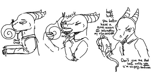 angry anthro biopunk bodily_fluids clothing deep_throat drooling egg feral infestation looking_at_viewer male mind_alteration nasal_penetration oral oral_penetration oviposition ovipositor_in_mouth parasite penetration saliva solo text qwaxi~lixard mythology dragon gastropod mollusk mythological_creature mythological_scalie scalie snail black_and_white english_text monochrome sketch sketch_page