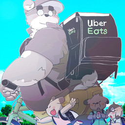 anthro backpack belly blush bottomwear butt clothing group hat headgear headwear kemono male outside overweight overweight_male shirt shorts topwear young young_anthro dumdum canid canine canis domestic_dog mammal 1:1 2020 hi_res