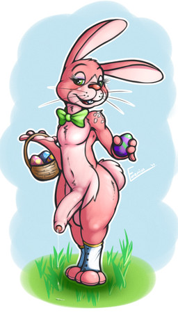 anthro big_penis bodily_fluids bow_(feature) bow_tie erection eyebrows eyelashes femboy gaiters genital_fluids genitals holidays humanoid_genitalia humanoid_penis long_eyelashes long_penis male mostly_nude penis precum solo spats standing toony wide_hips emenius easter easter_bunny lagomorph leporid mammal rabbit 2017 digital_media_(artwork) hi_res