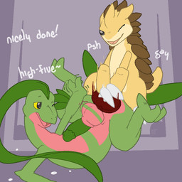 ambiguous_gender anal anal_penetration anthro balls bodily_fluids cum cum_on_ground cumshot dialogue dildo dildo_in_ass dildo_insertion duo ejaculation erection genital_fluids genitals male male/ambiguous male_penetrated nude object_in_ass one_eye_closed open_mouth penetration penis reaching reaching_towards_another semi-anthro sex sex_toy sex_toy_in_ass sex_toy_insertion simple_background text toying_partner wink argon_vile monster_mind nintendo pokemon generation_1_pokemon generation_3_pokemon grovyle mammal pokemon_(species) reptile sandslash scalie 1:1 aliasing digital_media_(artwork) english_text hi_res
