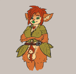 animal_genitalia anthro balls chest_tuft clothed clothing collared_shirt dress_shirt genitals gynomorph intersex nipples_visible_through_clothing pantsless pubes sheath shirt solo topwear tuft khazzyispine activision spyro_the_dragon elora faun_(spyro) humanoid hi_res