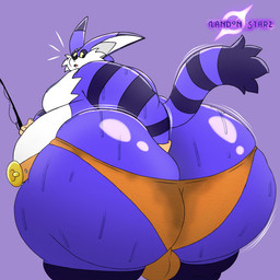 anthro belt bodily_fluids butt cheek_tuft clothing digging_into_butt facial_tuft fishing_rod glistening glistening_butt looking_at_viewer male motion_lines noticing obese obese_male overweight overweight_male simple_background solo striped_body stripes sweat sweaty_butt sweaty_clothing sweaty_underwear tuft underwear landon_starz sega sonic_the_hedgehog_(series) big_the_cat domestic_cat felid feline felis humanoid mammal 1:1 hi_res