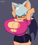 5_fingers anthro areola bat_ears big_breasts black_bottomwear black_clothing black_nose black_shorts blue_eyeshadow blush bottomwear bouncing_breasts breast_drop breasts bulging_breasts bursting_out_of_clothing cleavage clothed clothing countershade_face countershading exposed exposed_breasts eyelashes eyeshadow fangs female fingers grey_background hair hands_behind_head huge_breasts makeup membrane_(anatomy) membranous_wings multicolored_face nipples open_mouth pink_clothing pink_shirt pink_topwear shirt short_hair short_sleeves short_tail shorts simple_background sloshing_breasts solo standing surprise surprised_expression tail tan_areola tan_body tan_countershading tan_nipples tan_skin teal_eyes teeth thick_thighs topwear two_tone_face wardrobe_malfunction white_body white_hair white_skin wings nezulet sound_warning flirtyfawn696_(va) sega sonic_the_hedgehog_(series) rouge_the_bat bat mammal 2022 animated artist_name digital_media_(artwork) portrait short_playtime signature sound sound_edit three-quarter_portrait voice_acted webm