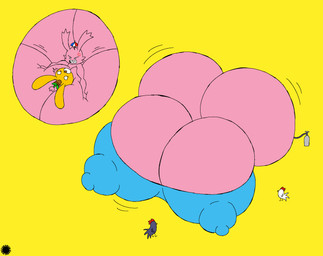 air_tank anthro bar_emanata between_breasts big_breasts big_butt breast_expansion breast_squish breasts bubble_butt butt butt_expansion cross-popping_vein duo emanata erect_nipples expansion facial_markings fangs female feral flash_emanata flower fur head_markings huge_breasts huge_butt hyper hyper_breasts hyper_butt logo male markings muzzle_(marking) nipple_outline nipples pink_body pink_fur plant plant_pot spherical_breasts squish teeth text umbrella yellow_body yellow_fur thatdawgmurray the_adventures_of_cookie_and_cream cookie_(the_adventures_of_cookie_and_cream) cream_(the_adventures_of_cookie_and_cream) avian bird chicken galliform lagomorph leporid mammal phasianid rabbit aliasing artist_logo artist_name digital_media_(artwork) hi_res signature