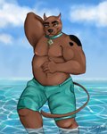 anthro anthrofied beach belly bottomwear clothed clothing collar front_view male musclegut muscular nipples partially_submerged sea seaside shorts slightly_chubby slightly_chubby_male solo topless water sheenie hanna-barbera scooby-doo_(series) scooby-doo canid canine canis domestic_dog great_dane mammal mastiff molosser 4:5 absurd_res digital_media_(artwork) digital_painting_(artwork) hi_res portrait three-quarter_portrait