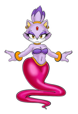 anthro blue_body blue_bra blue_clothing blue_underwear bra bracelet breasts clothing ear_piercing ear_ring female floating ghost_tail gold_(metal) gold_jewelry jewelry lidded_eyes looking_at_viewer piercing ring_piercing simple_background solo underwear white_background orcbrother sega sonic_the_hedgehog_(series) blaze_the_cat domestic_cat felid feline felis genie mammal 2025 hi_res story_at_source