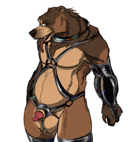 5_fingers anatomically_correct anatomically_correct_genitalia anatomically_correct_penis animal_genitalia animal_penis anthro arm_markings armwear balls bear_ears belly big_balls biped black_latex black_sheath_slit bottomless bottomwear brown_arms brown_body brown_claws brown_ears brown_fur brown_hands brown_legs brown_mane chain_collar cheek_markings claws clothed clothing collar elbow_gloves eyebrows facial_markings finger_claws fingers fur fur_markings genitals gloves hair half-erect handpaw handwear harness head_markings latex latex_armwear latex_clothing latex_elbow_gloves latex_gloves latex_handwear latex_harness latex_leggings latex_legwear latex_stockings leather leather_collar leggings legwear looking_at_viewer male male_anthro mane mane_hair markings monotone_background monotone_balls monotone_genitals monotone_hands monotone_inner_ear monotone_markings mostly_nude multicolored_body multicolored_ears multicolored_fur multicolored_penis muzzle_(marking) open_mouth orange_eyes paws penis pink_penis pink_tongue plantigrade red_penis sharp_teeth sheath sheath_slit short_ears short_fur simple_background slightly_chubby slightly_chubby_anthro slightly_chubby_male small_ears snout snout_markings solo standing stockings tan_balls tan_belly tan_body tan_ears tan_fur tan_markings tan_sheath teeth thigh_highs three-quarter_view tongue tongue_out topless two_tone_body two_tone_ears two_tone_fur two_tone_penis ursine_ears ursine_genitalia ursine_penis vein veiny_penis sephrendemon third-party_edit kuruk_(character) bear brown_bear grizzly_bear mammal ursidae ursine 2025 absurd_res digital_drawing_(artwork) digital_media_(artwork) hi_res shaded sketch