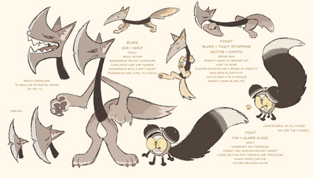 axe big_tail bodily_fluids brown_pawpads brown_tail feet feral fox_tail group hindpaw living_axe male pawpads paws saliva simple_background solo tail tan_background text white_background clockstops3am conditional_dnp object_shows blade_(labbit) picket_(labbit) tickit_(labbit) animate_inanimate canid canine canis fox hybrid living_clock mammal wolf english_text hi_res nonbinary_(lore)