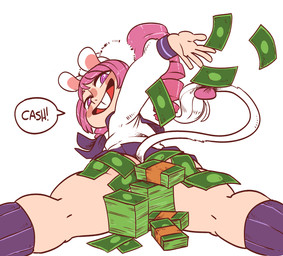 accessory blush blush_stickers bottomwear bow_(feature) bow_accessory bow_ribbon buckteeth clothed clothing convenient_censorship female fully_clothed fur furgonomics hair kerchief legwear light_body light_skin looking_at_viewer looking_back lying money neckerchief neckwear on_front open_mouth open_smile pale_skin pigtails pink_eyes pink_hair rear_view red_tongue ribbons school_uniform simple_background skirt smile solo speech_bubble spread_legs spreading stockings tail tail_accessory tail_bow tail_ribbon teeth text tongue uniform upskirt white_background white_body white_fur nuclearwasabi tera_online neonatta animal_humanoid elin humanoid mammal mammal_humanoid mouse_humanoid murid murid_humanoid murine murine_humanoid rodent rodent_humanoid english_text hi_res