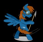 blue_body blue_eyes brown_hair cutie_mark eyewear feathered_wings feathers goggles hair harpoon hooves male mane melee_weapon polearm quadruped solo spear weapon wings edowaado hasbro my_little_pony mythology fan_character seaward_skies equid equine mammal mythological_creature mythological_equine pegasus alpha_channel