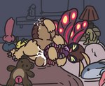 4_arms animal_dildo animal_genitalia animal_sex_toy antennae_(anatomy) anthro arthropod_abdomen arthropod_abdomen_genitalia arthropod_abdomen_pussy balls bear_plushie bed bee_plushie big_balls bodily_fluids brown_body brown_fur canine_dildo cetacean_dildo cum cum_in_plushie cum_inside digitigrade dildo eyes_closed fingering fingering_self fur furniture genital_fluids genitals herm huge_balls intersex isopoda_plushie lamp masturbation multi_arm multi_limb nightstand penetrable_sex_toy pillow plushie plushie_penetrated plushophilia pussy rabbit_plushie reverse_fleshlight_position sex_toy sex_toy_background shark_plushie sheath shelf solo tan_body tan_fur vaginal vaginal_fingering vaginal_fluids wings gandergeist arthropod insect lepidopteran moth aliasing digital_media_(artwork)