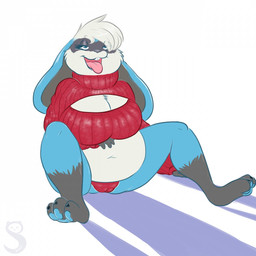 anthro belly big_breasts blue_eyes blue_pawpads breasts buckteeth butt camel_toe cleavage_cutout clothed clothing cropped_sweater crossgender cutout eyelashes feet female floppy_ears hair hair_over_eye half-closed_eyes hand_on_belly hand_on_own_belly hindpaw lidded_eyes logo looking_well-fed lop_ears mtf_crossgender narrowed_eyes navel open_mouth open_smile overweight overweight_anthro overweight_female panties pantsless pawpads paws red_clothing red_panties red_sweater red_topwear red_underwear satisfied simple_background sitting smile solo spread_legs spreading stuffing sweater teeth tongue tongue_out topwear turtleneck underwear white_background white_hair squeeeshie winston_(roller-2009) lagomorph leporid mammal rabbit 1:1 2017 alternate_version_at_source artist_logo digital_media_(artwork) hi_res